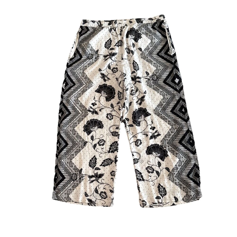 Anthropologie Ett:twa Wide Leg Black and White Cropped Trouser Pants Size Medium - Picture 7 of 8